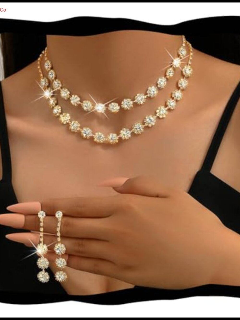 Rhinestone Crystal Bridal Wedding Jewelry Set Necklace Earrings